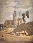 Jean Baptiste Camille  Corot La cathedrale de Chartres (mk11) USA oil painting artist